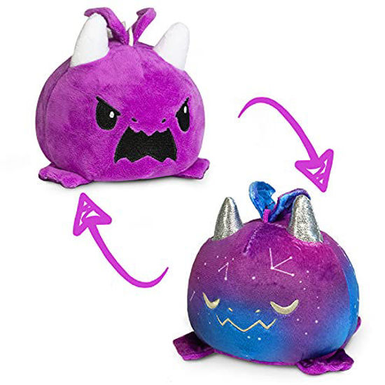 Picture of TeeTurtle | The Original Reversible Dragon Plushie | Patented Design | Sensory Fidget Toy for Stress Relief | Galactic Purple | Happy + Angry | Show Your Mood Without Saying a Word!