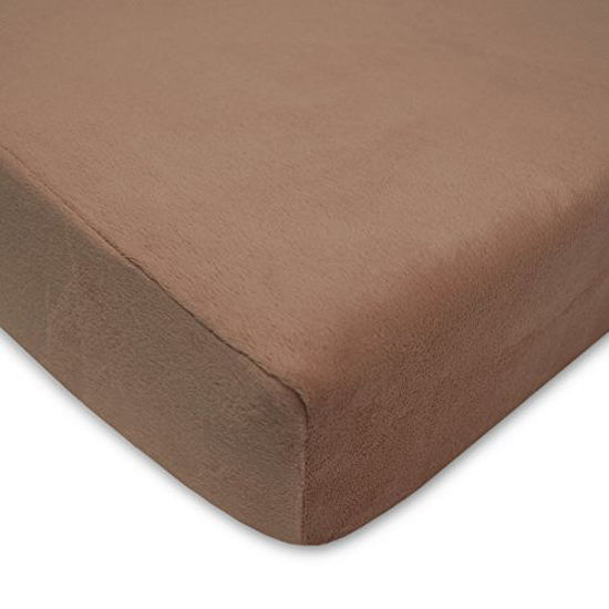 Picture of TL Care Heavenly Soft Chenille Fitted Crib Sheet for Standard Crib and Toddler Mattresses, Chocolate,28 x 52, for Boys and Girls