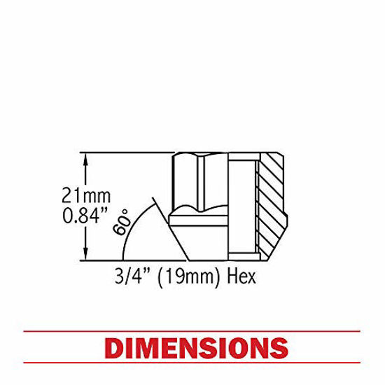 Picture of Wheel Accessories Parts Set of 20 Zinc Finish Open-end Acorn Bulge Lug Nuts Set 19mm (3/4") Hex (M14x2.0)