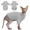 Picture of DENTRUN Sphynx Hairless Cats Shirt, Pullover Kitten T-Shirts with Sleeves, Breathable Cat Wear Turtleneck Sweater, Adorable Hairless Cat's Clothes Vest Pajamas Jumpsuit for All Season