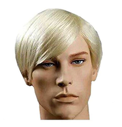 Picture of New Handsome Short Straight Men Wig Golden Blonde Color Halloween Party Hair Men Wig