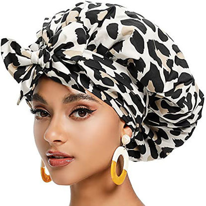 Picture of Satin Bonnet for Women, Silk Bonnet for Curly Hair, Silk Hair Bonnet for Sleeping Satin Bonnets for Black Women, Extra Large Bonnet for Braids with Tie Band