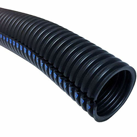 Picture of Electriduct 3/8" Flame Retardant Polypropylene Split Wire Loom Tubing Corrugated Conduit - 25 Feet - Black