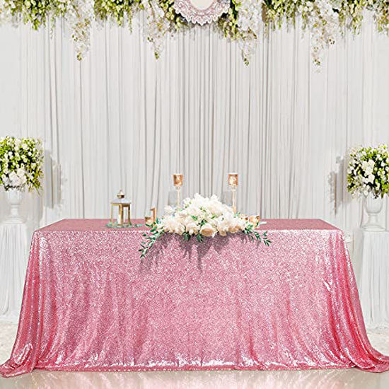 Picture of Sequin Tablecloth 50x80inch Sparkly Table Cloth Table Cover Overlays for Party Decoration Christmas Wedding Dinner Linen