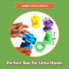 Picture of Jumbo Nuts and Bolts for Toddlers - Fine Motor Skills Rainbow Matching Game Montessori Toys for 1 2 3 Year Old Boys and Girls | 12 pc Occupational Therapy Educational Toys with Toy Storage + eBook