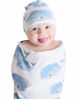 Picture of COLOOM Newborn Infant Baby Sleeping Bag & Hat Cap Shark Print Baby Receiving Blanket Set (Whale, 0-12 Months)