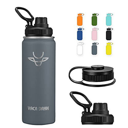 Picture of STACEGEELE Insulated Vacuum Water Bottle with Spout Lid & Screw on Top | Stainless Steel Flask For Kids Leak Proof Lightweight Eco Friendly 18oz / 24oz / 32 oz / 40oz(18oz Grey)