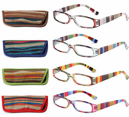 Picture of Reading Glasses 4 Pairs Fashion Ladies Readers Spring Hinge with Pattern Print Eyeglasses for Women,+2.75