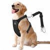 Picture of VavoPaw Dog Vehicle Safety Vest Harness, Adjustable Soft Padded Mesh Car Seat Belt Leash Harness with Travel Strap and Carabiner for Most Cars, Size Large, Black