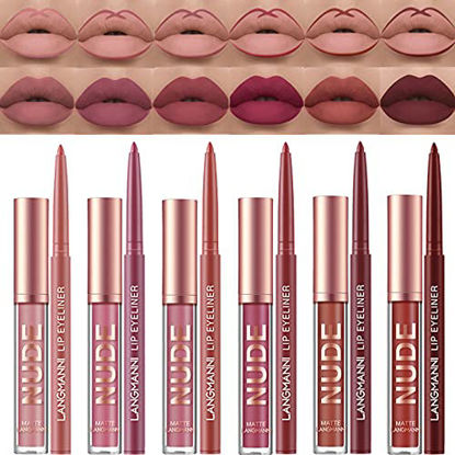 Picture of Petansy 12pcs Lipstick Makeup Kit, 6 Colors Matte Nude Liquid Lip Sticks + 6 Matching Smooth Lip Liner, All in One Waterproof Long Lasting Lips Color Gloss Make up Gift Set for Girls and Women