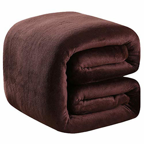 Picture of Polar Fleece Throw Blankets Travel Size Brown for The Bed Extra Soft Brush Fabric Super Warm Sofa Throw Blanket 50" x 61"(Chocolates Travel)