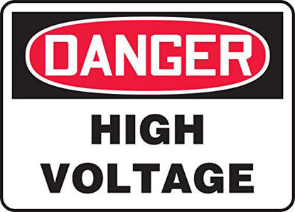 Picture of Accuform"Danger High Voltage" Safety Sign, Dura-Plastic, 7 x 10 Inches (MELC113XT)