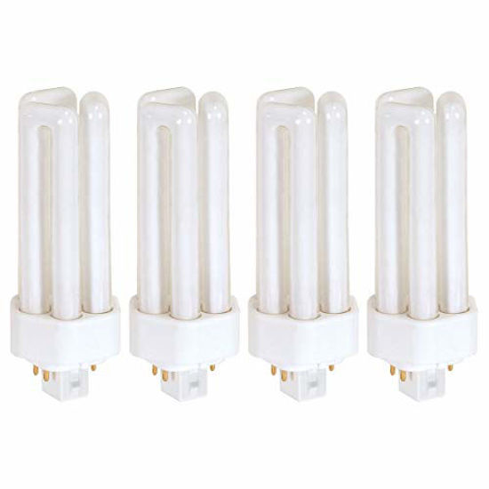 Picture of (Pack of 4) 26 Watt Triple Tube - GX24Q-3 (4 Pin) Base -3500K White - CFL Light Bulb - Replaces Sylvania 20881 CF26DT/E/IN/835 - Philips 268243 PL-T 26W/35/4P/ALTO - GE 97616 F26TBX/835/A/ECO