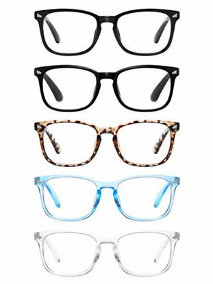 Picture of CCVOO 5 Pack Reading Glasses Blue Light Blocking, Filter UV Ray/Glare Computer Readers Fashion Nerd Eyeglasses Women/Men (C2 Mix, 3.0)