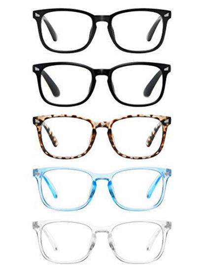 Picture of CCVOO 5 Pack Reading Glasses Blue Light Blocking, Filter UV Ray/Glare Computer Readers Fashion Nerd Eyeglasses Women/Men (C2 Mix, 3.0)