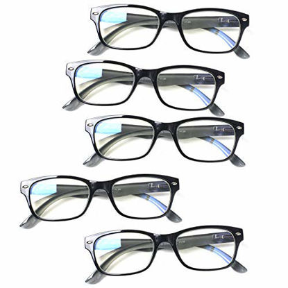 Picture of SIGVAN Reading Glasses 5 Packs Blue Light Blocking Eyeglasses Quality Spring Hinge Colorful Computer Readers for Women Men (5 Black, 0.5)