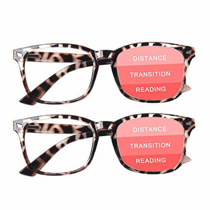 Picture of SIGVAN Progressive Multifocal Computer Glasses Women Men Blue Light Blocking Reading Glasses Spring Hinge Readers (2 Tortoise, 3.0)