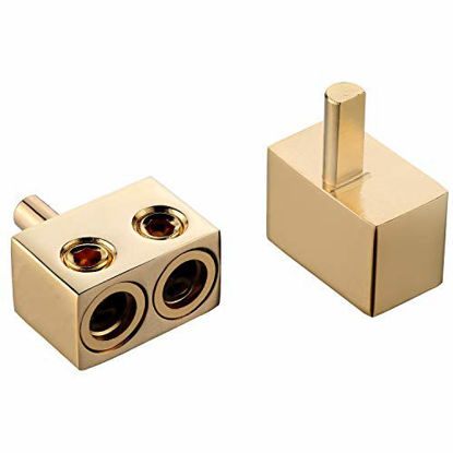 Picture of Freajoin Dual 0/2/4 Gauge to 0/2/4 Gauge Amp Input Reducers Copper Alloy Gold(1 Pair)