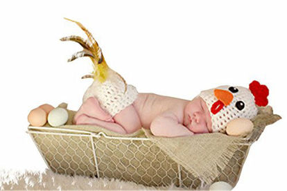 Picture of M&G House Fashion Newborn Handmade Crochet Knitted Photography Prop Chicken Set Unisex Baby Cap Outfit(Chicken Outfit)