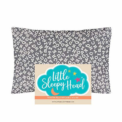 Picture of Little Sleepy Head Youth Pilllowcase 16 x 22 - 100% Cotton & Hypoallergenic (Gray Alphabet)