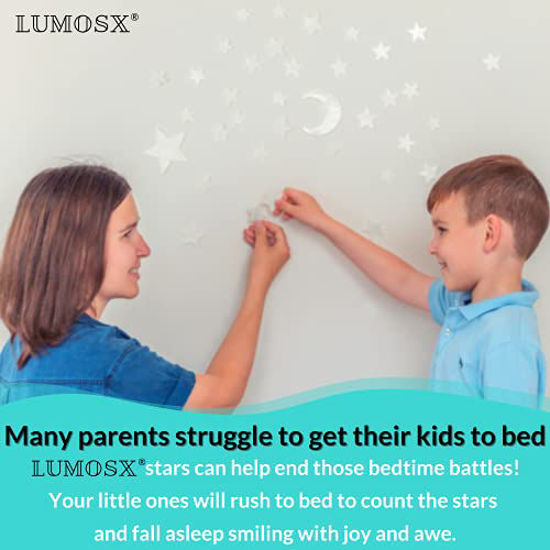 Picture of LUMOSX Glow in The Dark Stars for Ceiling | 220 pcs Ceiling Stars from Recycled Materials w/Bonus North Star, Putty, Moon & Constellation E-Book for Ceiling Decorations for Kids Room Decor