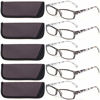 Picture of Reading Glasses 5 Pairs Fashion Ladies Readers Spring Hinge with Pattern Print Eyeglasses for Women (5 Pack Gray, 4.5)