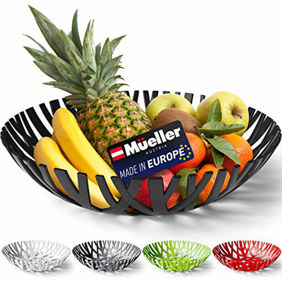 Picture of Mueller Fruit Basket, Decorative Fruit Bowl, Fruit and Vegetables Holder for Counters, Kitchen, Countertop, Home Decor, European Made, Black