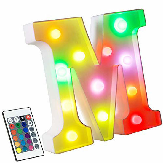 Picture of Colorful LED Marquee Letter Lights with Remote - Light Up Marquee Signs - Party Bar Letters with Lights Decorations for The Home(RGB Letter M)