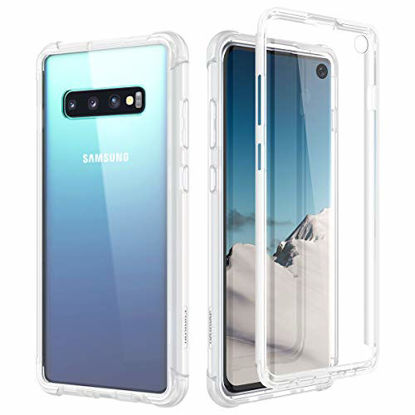 Picture of SURITCH Clear Case for Samsung Galaxy S10,Built in Screen ProtectorSupport Wireless Charging Hybrid Protection Hard Shell+Soft TPU Bumper Rugged Case Shockproof for Samsung S10 6.1"(Clear)