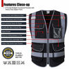 Picture of HATAUNKI Class 2 Retro-Reflection Safety Vests 9 Pockets and Front Zipper ANSI/ISEA 107-2015 (Black-03, Medium)