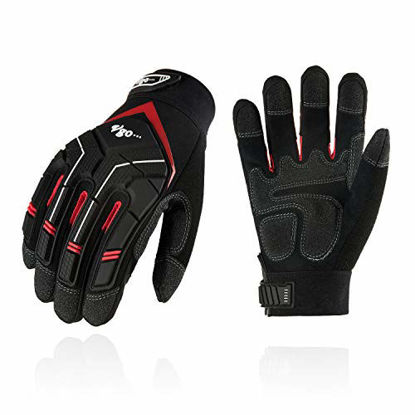 Picture of Vgo 1-Pair Synthetic Leather Heavy Duty Mechanic Work Gloves, Touchscreen Compatible (Size L, Black, SL9722)