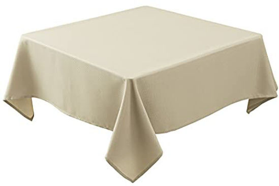 Picture of Biscaynebay Textured Fabric Square Tablecloths 70 X 70 Inches, Natural Water Resistant Spill Proof Tablecloths for Dining, Kitchen, Wedding and Parties, Machine Washable