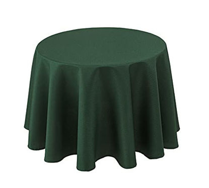 Picture of Biscaynebay Textured Fabric Round Tablecloths 70 Inches in Diameter, Christmas Hunter Green Water Resistant Spill Proof Tablecloths for Dining, Kitchen, Wedding, Parties. etc. Machine Washable