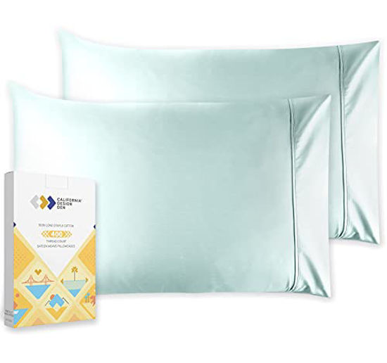 Picture of California Design Den 600 Thread Count 100% Cotton Pillowcases, Seafoam King Pillowcase Set of 2, Long - Staple Combed Pure Natural Cotton Pillow Cases, Soft & Silky Sateen Weave