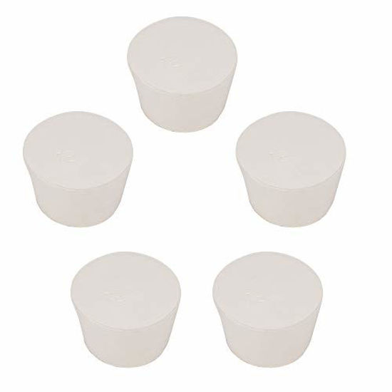 Picture of StonyLab Solid Rubber Stoppers, 5-Pack 12# White Tapered Lab Seal Rubber Stoppers