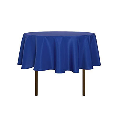 Picture of sancua Round Tablecloth - 48 Inch - Water Resistant Spill Proof Washable Polyester Table Cloth Decorative Fabric Table Cover for Dining Table, Buffet Parties and Camping, Royal Blue