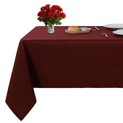 Picture of Fitable Rectangle Tablecloth 60x102 inch Tablecloth Stain and Wrinkle Resistant Washable Polyester Table Cloth, Decorative Fabric Table Cover for Dining Table, Buffet Parties and Camping Burgundy