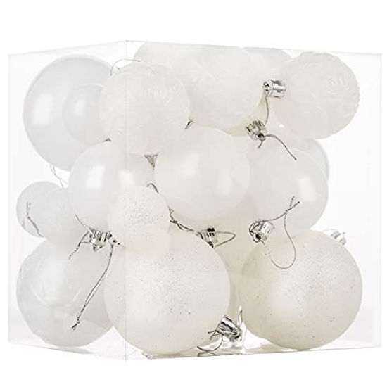 Picture of Christmas Ornaments for Xmas Trees,White Shatterproof Christmas Ball Ornaments of 32 pcs