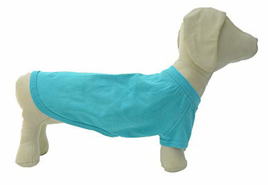 Picture of Lovelonglong 2019 Pet Clothing Dog Costumes Dachshund Clothes Blank T-Shirt Tee Shirts for Dachshund Dogs,Corgi 100% Cotton Turquoise D-L