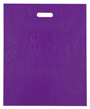 Picture of 15x18 Purple Die Cut Handle Plastic Shopping Bags 50/cs