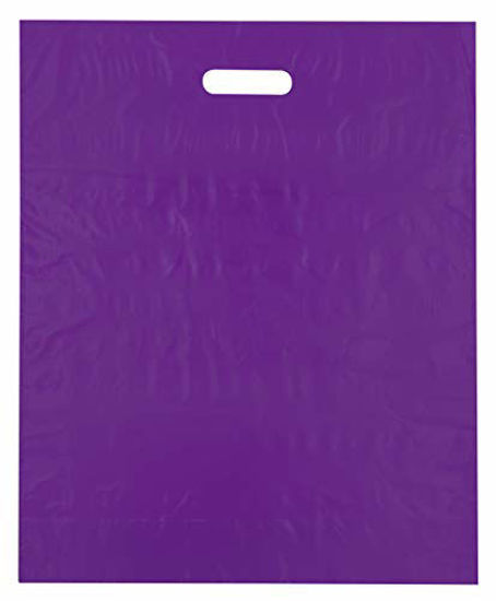 Picture of 15x18 Purple Die Cut Handle Plastic Shopping Bags 50/cs