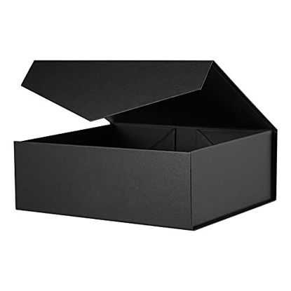 Picture of JINGMING Large Gift Box 14x9.5x4.5 Inches, Gift Box with Lid, Black Gift Box with Magnetic Closure, Groomsman box