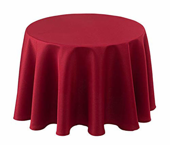 Picture of Biscaynebay Textured Fabric Tablecloths 70 Inches in Diameter Round, Red Water Resistant Spill Proof Machine Washable Tablecloths for Dining, Kitchen, Wedding & Parties,etc Machine Washable