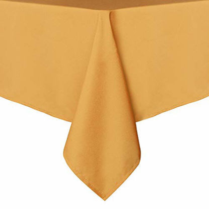 Picture of sancua Rectangle Tablecloth - 54 x 108 Inch - Stain and Wrinkle Resistant Washable Polyester Table Cloth, Decorative Fabric Table Cover for Dining Table, Buffet Parties and Camping, Gold