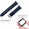 Picture of OMIU Square Bands Compatible for iWatch 42mm 44mm 38mm 40mm, Genuine Leather Replacement Band Compatible with Watch Series 5/4/3/2/1 Edition(38mm,Darkblue/Black)