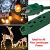 Picture of Clear Power 9 ft 3 Outlet Lawn & Garden Outdoor Extension Cord 16/3 SJTW, Green Power Cord for Holiday Lighting & Decoration, 3-Prong Grounded Plug, Water & Weather Resistant, DCOC-0140-DC