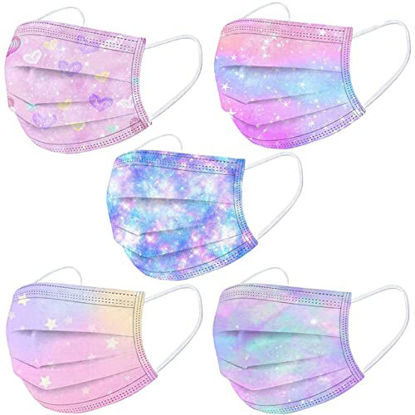 Picture of 50PCS Kids Disposable Face_Mask Children 3Ply Earloop Breathable Kids Boys Girls Outdoor School Back to School Supplies Starry sky