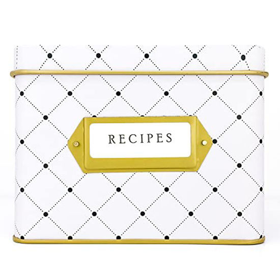 Picture of Jot & Mark Decorative Tin for Recipe Cards | Holds Hundreds of 4 x 6 Cards (Dots)