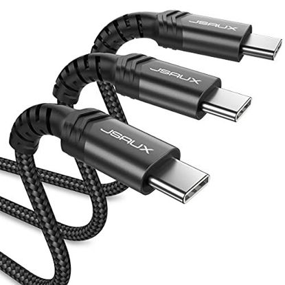 Picture of JSAUX USB C to USB C Cable 60W, 3-Pack [10ft+6.6ft+3.3ft ] Type C Fast Charging Cord Charger Samsung Galaxy S21 S21+ S21 Ultra S20 Ultra Plus S20+ Note 20 10, Google Pixel 4 3 2 XL iPad Pro 2018-Black