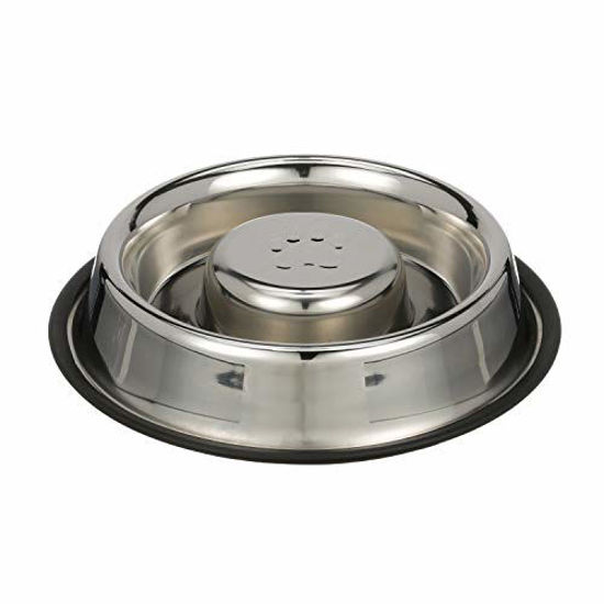 Picture of Neater Pet Brands Stainless Steel Slow Feed Bowl - Non-Tip & Non-Skid - Stops Dog Food Gulping, Bloat, Indigestion, and Rapid Eating (Large, 3 Cups)